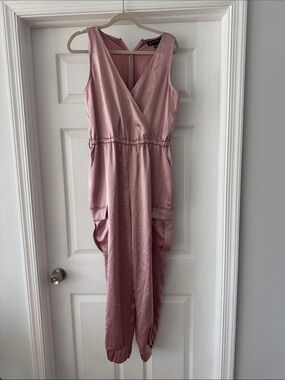 Satin Pink Sleeveless Jumpsuit